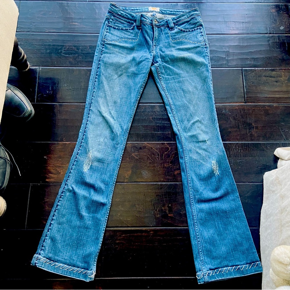 Antik Denim Distressed Embroidered Bohemian Flare Jeans Women's Size 28 - Picture 2 of 14